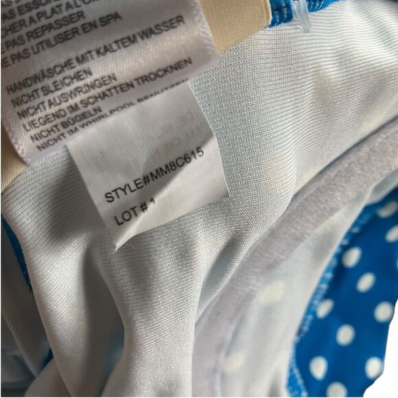 Michael Kors Swimsuit 6 Blue Polka Dot Belted Underwire One Piece Rockabilly Fun - Picture 11 of 12